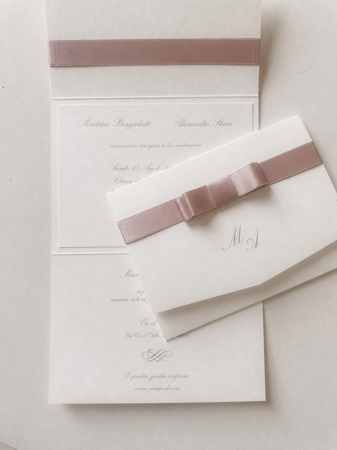 Sophie partecipazione elegante con nastro in raso - immagine 2