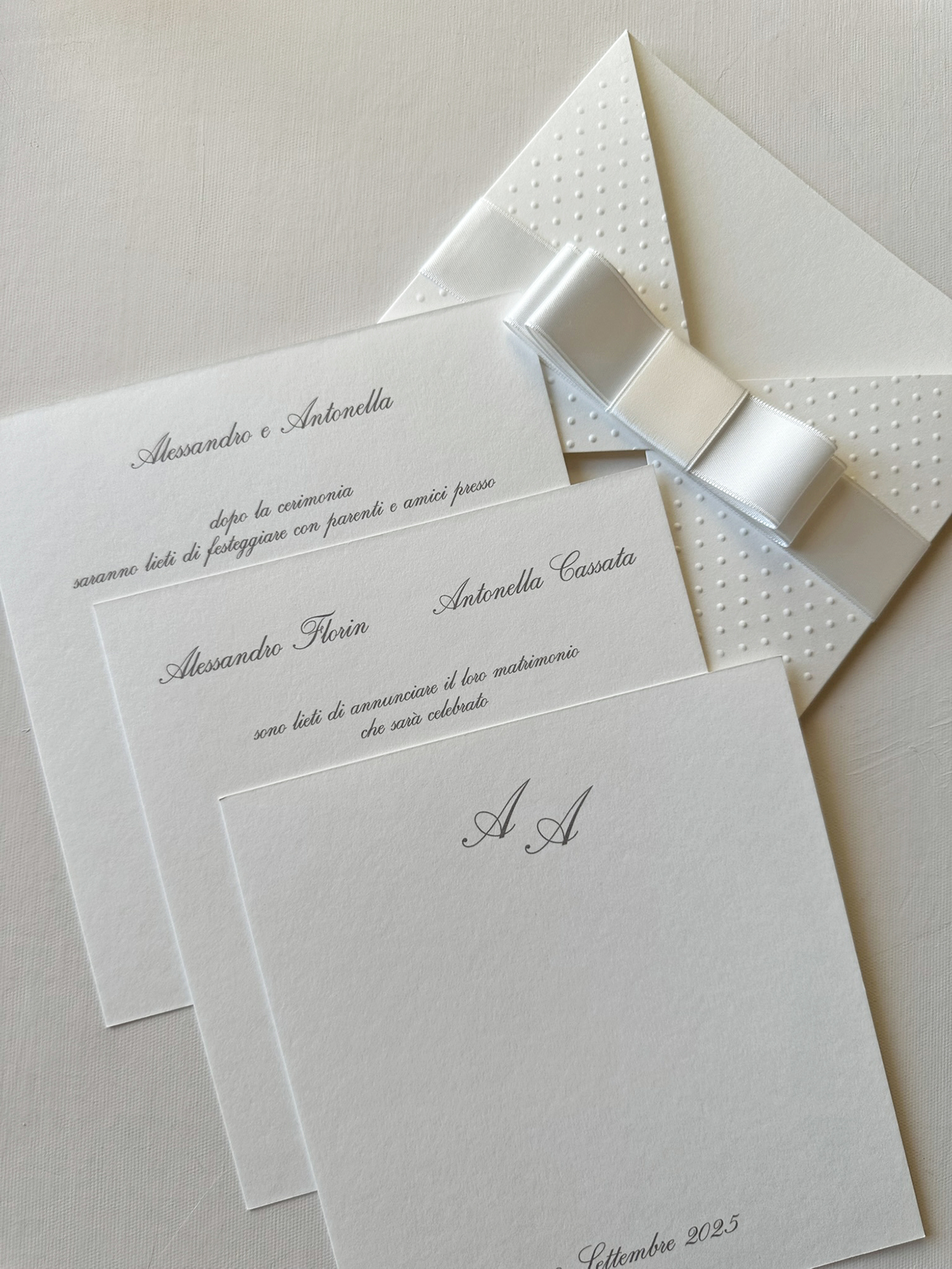 Melissa partecipazione elegante con fiocco in raso - immagine 3