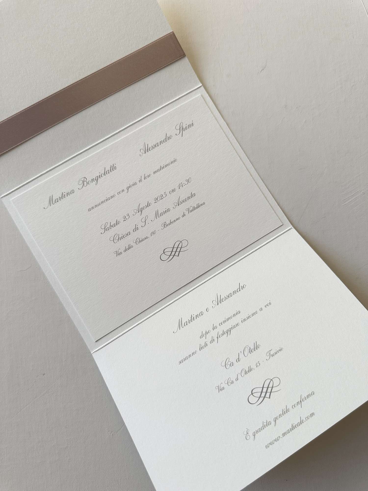 Sophie partecipazione elegante con nastro in raso - immagine 4