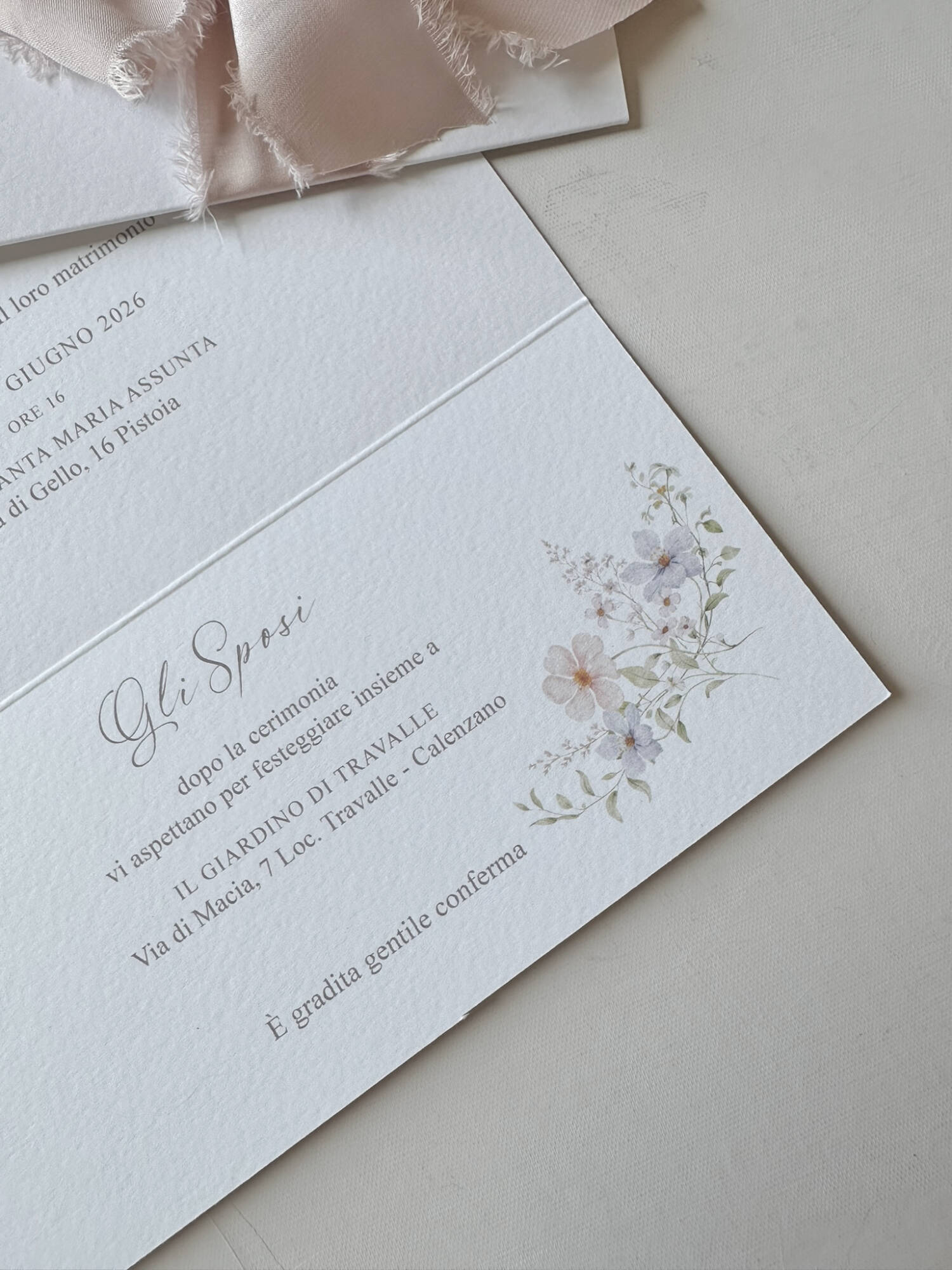 Mariasole partecipazione elegante con fiocco in chiffon - immagine 4