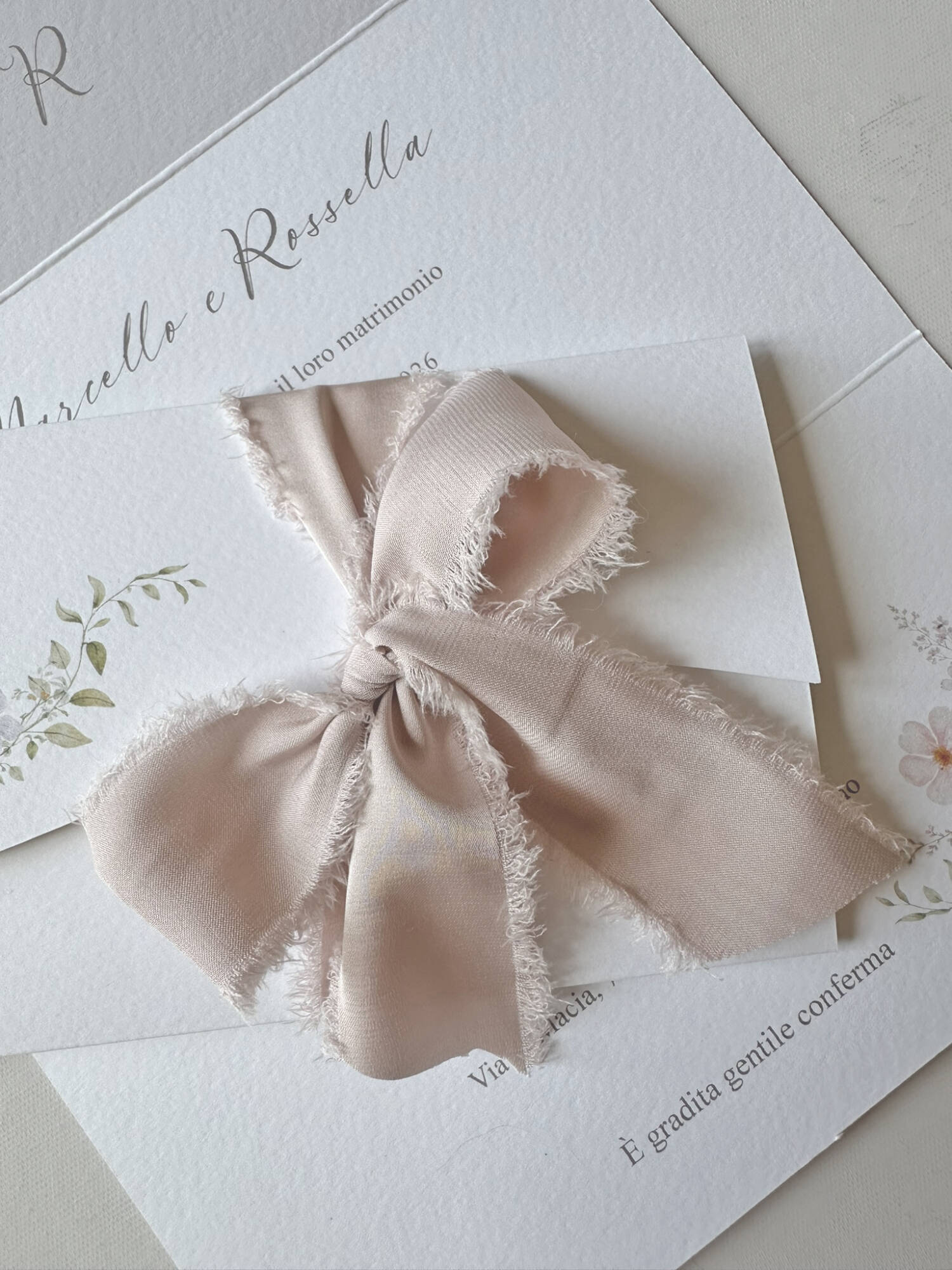Mariasole partecipazione elegante con fiocco in chiffon - immagine 5